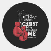I Can Do Things Christian Boxing Quote Philipans 4 Ronde Sticker (Voorkant)
