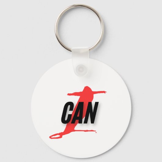 "I Can" Dynamic Red & Black Empowerment Word Art Sleutelhanger (Voorkant)