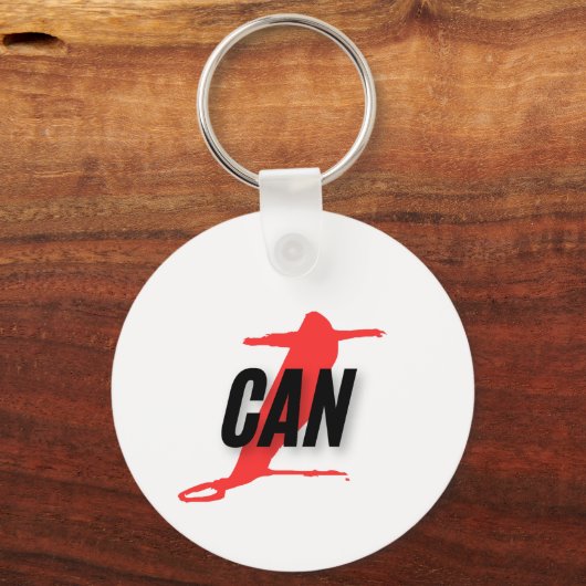 "I Can" Dynamic Red & Black Empowerment Word Art Sleutelhanger (Voorkant)