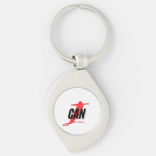 "I Can" Dynamic Red & Black Empowerment Word Art Sleutelhanger (Voorkant)