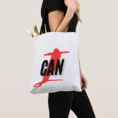 "I Can" Dynamic Red & Black Empowerment Word Art Tote Bag (Dichtbij)