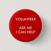 I Can Help  Volunteer Button Charity Event Red (Voorkant)