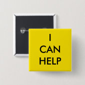 I Can Help Volunteer Button Charity Event Yellow (Voorkant /achterkant)