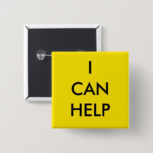 I Can Help  Volunteer Button Charity Event Yellow (Voorkant /achterkant)