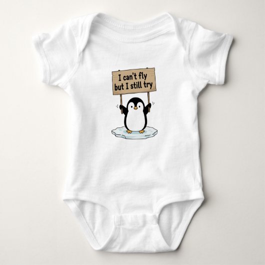 “I can’t fly but I still try” cute penguin Romper (Voorkant)