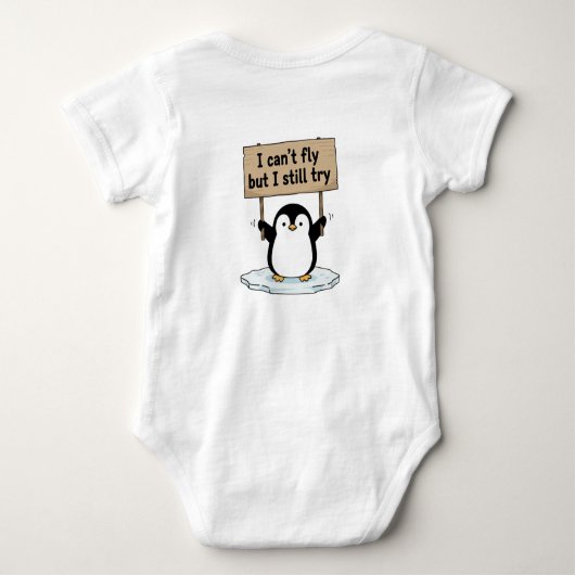 “I can’t fly but I still try” cute penguin Romper (Achterkant)
