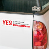 I Can Walk Ambulatory Wheelchair User Awareness Bumpersticker (Op Truck)