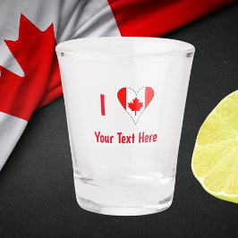 I (Canadian Flag Heart) Jouw tekst rood Shot Glas