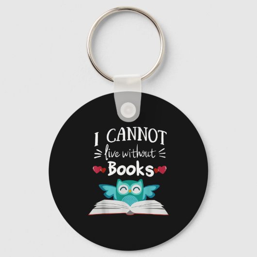 I Cannot Live Without Books Owl  Sleutelhanger (Voorkant)