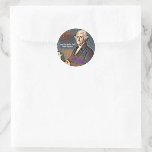 I Cannot Live Without Books -Thomas Jefferson Ronde Sticker (Tas)