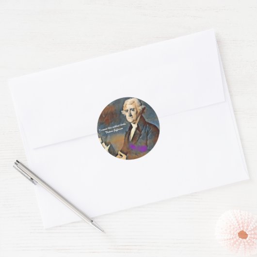 I Cannot Live Without Books -Thomas Jefferson Ronde Sticker (Envelop)