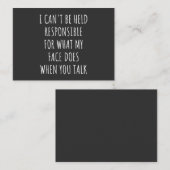 i can't be held responsible for what my face does visitekaartje (Voorkant / Achterkant)