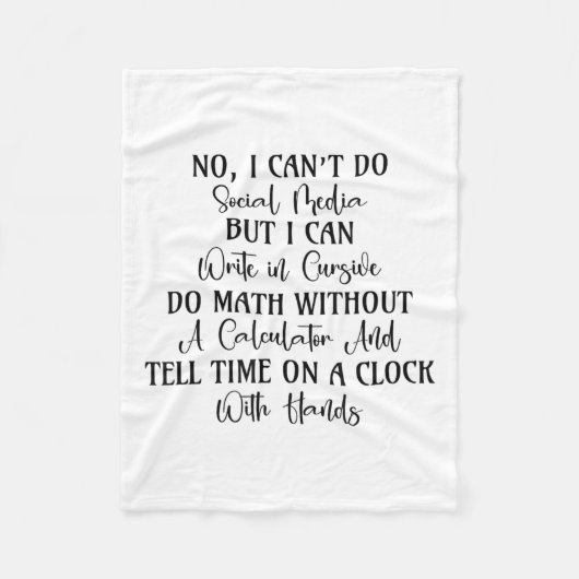 I Can't Do Social Media But Hilarious Quotes  Fleece Deken (Voorkant)