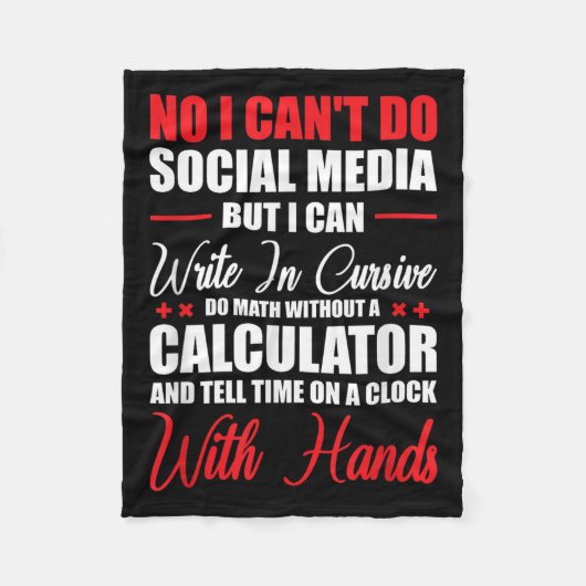 I Can't Do Social Media But I Can Write In Cursive Fleece Deken (Voorkant)