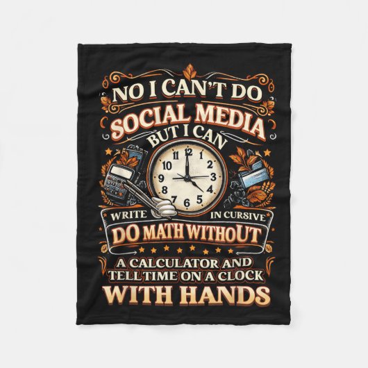 I Can't Do Social Media But I Can Write In Cursive Fleece Deken (Voorkant)