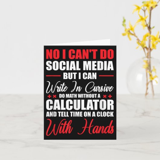 I Can't Do Social Media But I Can Write In Cursive Kaart (Gele Bloem)