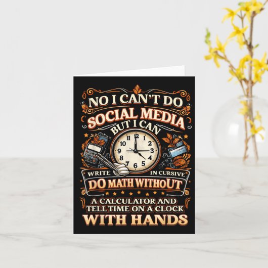 I Can't Do Social Media But I Can Write In Cursive Kaart (Gele Bloem)