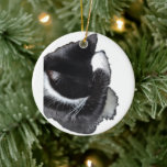 I Can't Even Right Meow Keramisch Ornament<br><div class="desc">Introducing Binx... This humorous image features a black-and-white tuxedo cat curled up with one paw dramatically covering his face, as if he has completely given up on the day. With his head tucked down and eyes hidden, the cat looks adorably fed up—like he just heard the most ridiculous thing imaginable...</div>
