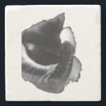 I Can't Even Right Meow Stenen Onderzetter<br><div class="desc">Introducing Binx... This humorous image features a black-and-white tuxedo cat curled up with one paw dramatically covering his face, as if he has completely given up on the day. With his head tucked down and eyes hidden, the cat looks adorably fed up—like he just heard the most ridiculous thing imaginable...</div>