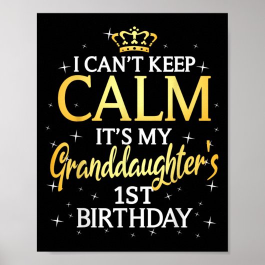I Cant Keep Calm Its My Granddaughter 1st Birthday Poster (Voorkant)