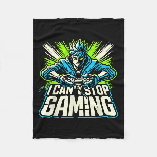I Can't Stop Gaming Funny Gamer Graphic Amine Vide Fleece Deken (Voorkant)