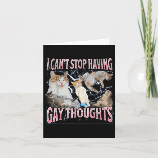 I Can't Stop Having Gay Thoughts Funny Cat Meme Bo Kaart (Voorkant)