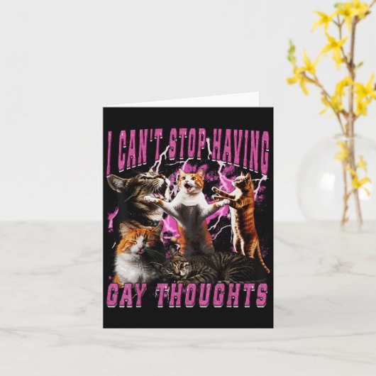 I Can't Stop Having Gay Thoughts Funny Cat Meme Bo Kaart (Gele Bloem)