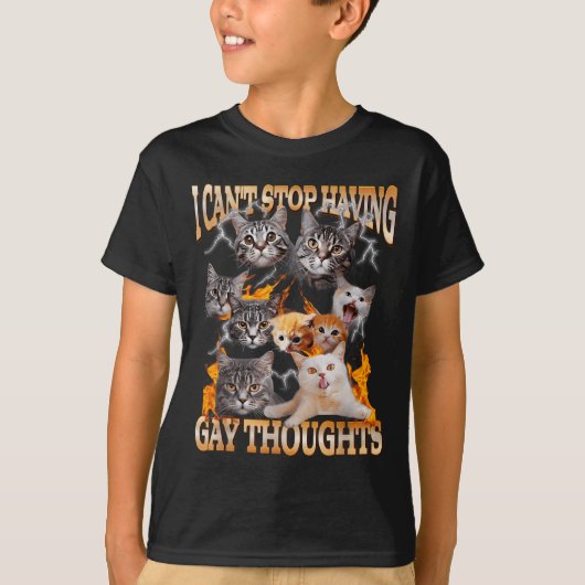 I Can't Stop Having Gay Thoughts Funny Cat Meme Bo T-shirt (Voorkant)