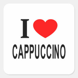 I ❤️ CAPPUCCINO I LIEFT VAN CAPPUCCINO I HEART CAP VIERKANTE STICKER