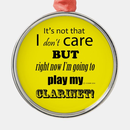 I Care Clarinet Metalen Ornament (Voorkant)