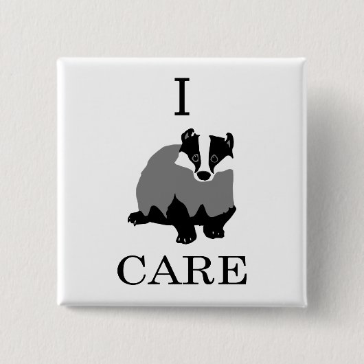 "I Care" Europese badger Vierkante Button 5,1 Cm (Voorkant)