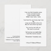 'I Care'-gedicht Informatiekaartje (Voorkant / Achterkant)