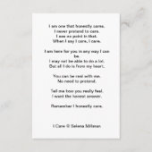 'I Care'-gedicht Informatiekaartje (Voorkant)