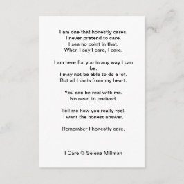 'I Care'-gedicht Informatiekaartje