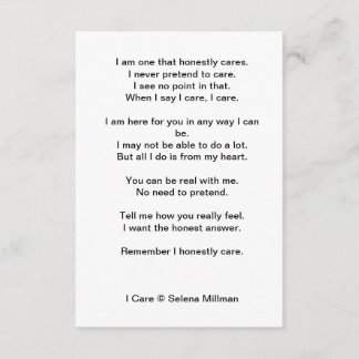 'I Care'-gedicht Informatiekaartje