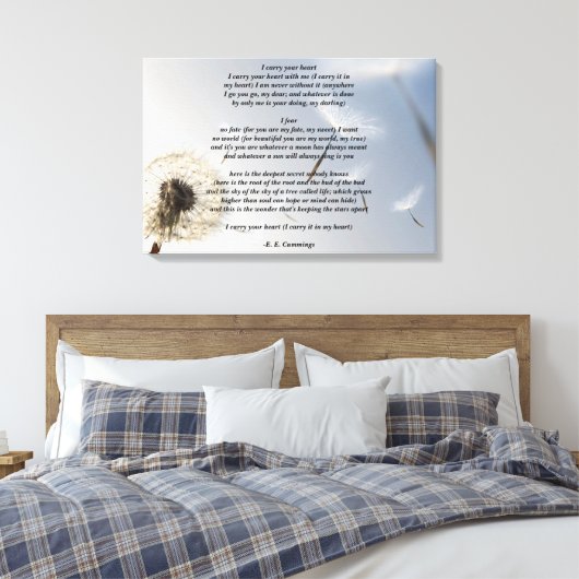 I Carry Your Heart gedicht van E.E. Cummings Canvas Afdruk (Insitu (Slaapkamer))