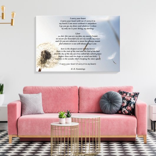 I Carry Your Heart gedicht van E.E. Cummings Canvas Afdruk (Insitu (Woonkamer))