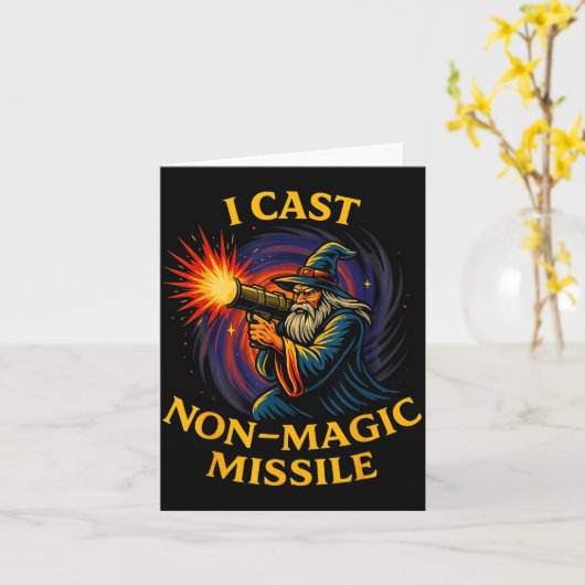 I Cast Non-magic Missile Funny Wizard Parody Meme Kaart (Gele Bloem)