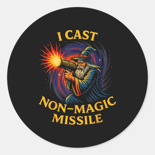 I Cast Non-magic Missile Funny Wizard Parody Meme  Ronde Sticker (Voorkant)