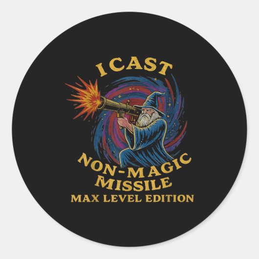 I Cast Non-magic Missile Funny Wizard Parody Meme  Ronde Sticker (Voorkant)