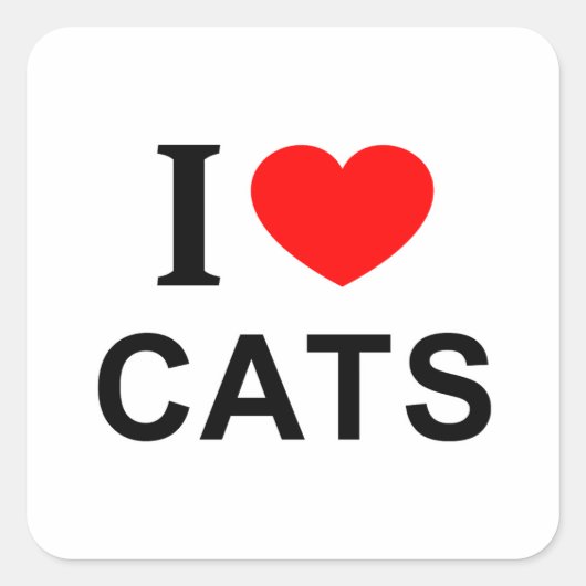 I ❤️ CATS I LIVE CATS I HEART CATS SQUARE STICKER (Voorkant)