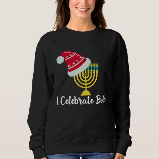 I Celebrate Both Christmas Hanukkah Chanukah Jewis Trui (Voorkant)