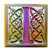 I Celtic Rainbow Custom Monogram Tile Tegeltje (Voorkant)