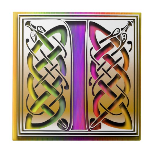 I Celtic Rainbow Custom Monogram Tile Tegeltje (Voorkant)