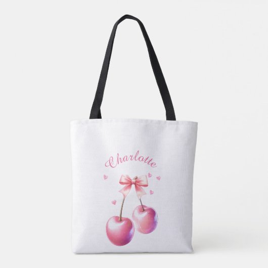 'I Cherry-ish You' met aangepaste naam Romantisch Tote Bag (Achterkant)