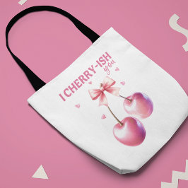 'I Cherry-ish You' met aangepaste naam Romantisch Tote Bag