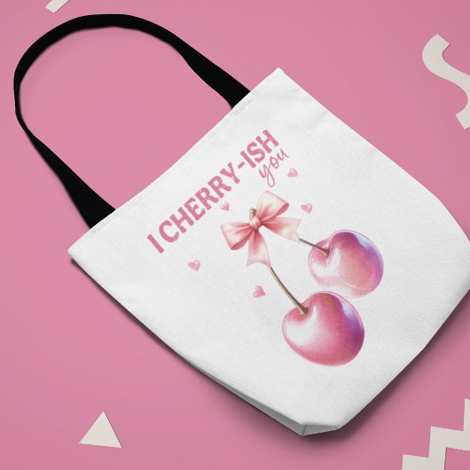 'I Cherry-ish You' met aangepaste naam Romantisch Tote Bag