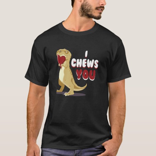 I Chews You Cupid Rex Dinosaur Dino Heart Valentin T-shirt (Voorkant)