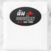 I Chili (Love) Thai Food Ovale Sticker (Tas)