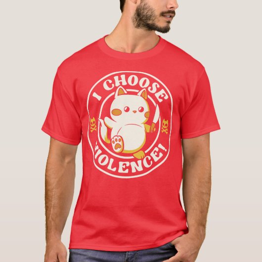I Choose Violence Cat by Tobe Fonseca T-shirt (Voorkant)